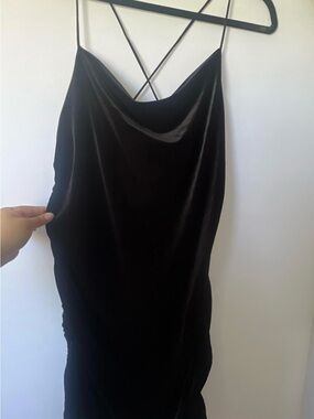 Zara Black Velvet Slip Dress with Crossback Straps